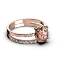 thumbnail image 2 of Beautiful Unique Art Deco 2.00 Carat Oval Cut Morganite And Diamond Moissanite Engagement Ring, Classic Wedding Ring, One Matching Band in 10k Solid Rose Gold, Gift For Her, Promise Ring, Bridal Set, 2 of 3