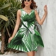 thumbnail image 3 of Palm Leaf Realistic Vivid Leaves of Palm Tree Women's Tank Dress V Neck Sleeveless Summer Sundress, 3 of 7