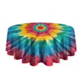 thumbnail image 5 of Colorful Tie Dye Mandala Pattern Round Tablecloth 60"x60",Wrinkle Wipeable Table Cloth for Kitchen Dining Room Picnic Patio Party, 5 of 6