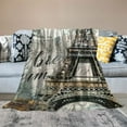 thumbnail image 2 of Qinduosi Eiffel Tower Sherpa Blanket Women Chic Retro Paris Theme Fleece Throw Blanket Vintage Paris Cityscape Plush Blanket Bedroom Decor Teal Fuzzy Blanket, 2 of 6
