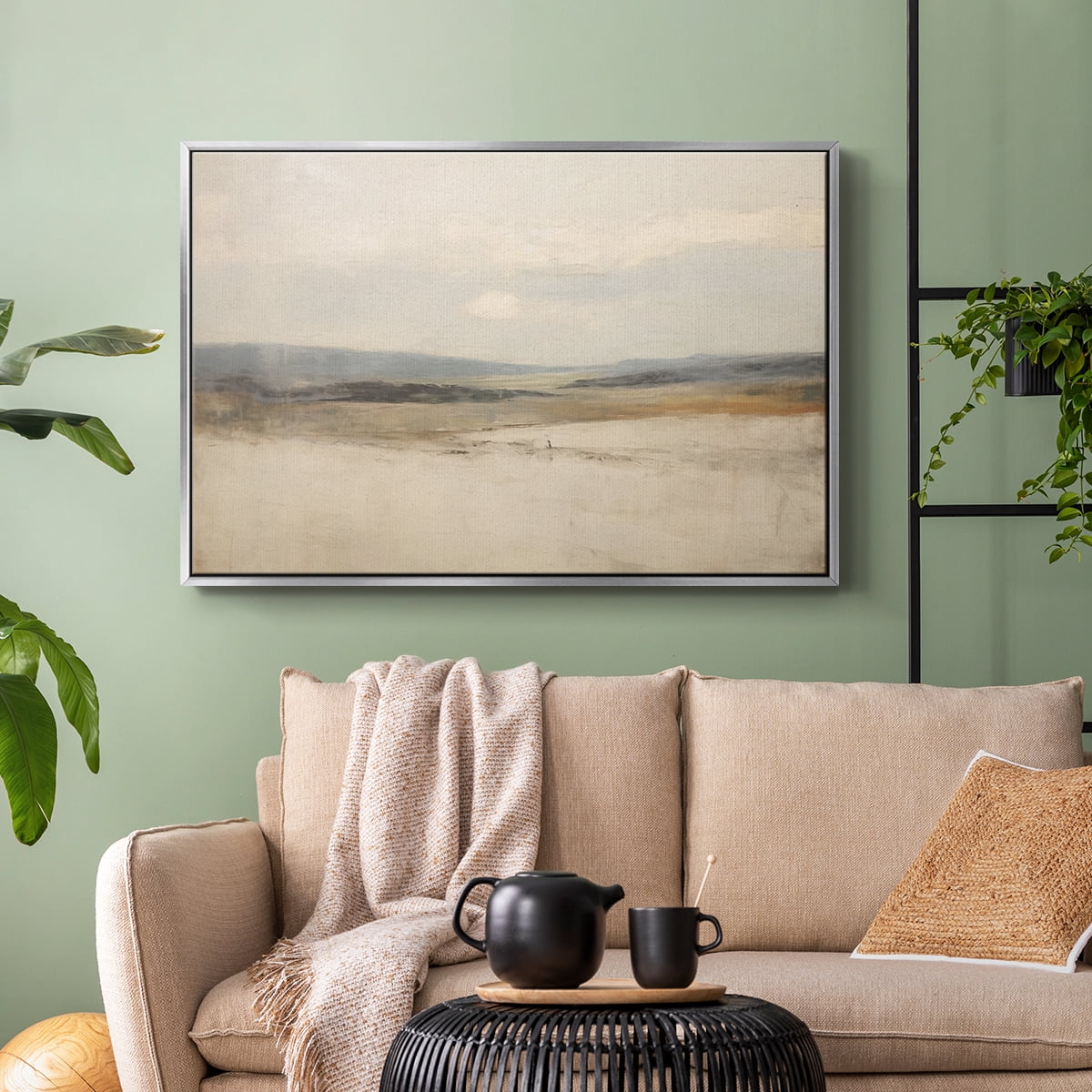 Vintage Landscape-X By Wexford Home Framed in Silver Wood Gallery Wrapped Canvas 25 in. x 37 in.