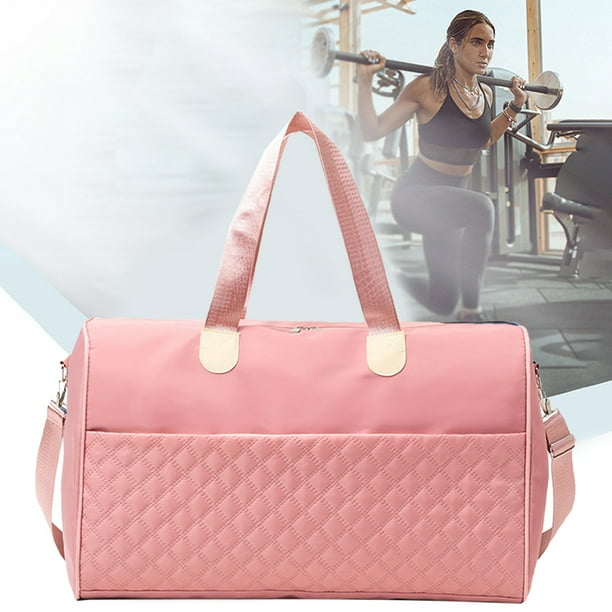 Bolsa de gimnasio con ruedas de viaje de mano de color rosa, bolsa impermeable, bolsa de gimnasio con separación húmeda y seca, bolsa de fitness de gran capacidad y de moda