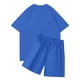 thumbnail image 3 of Conjunto de jogging informal para niños combinado con pantalones cortos de manga corta Conjunto de dos piezas Azul oscuro 160, 3 of 3