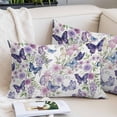 thumbnail image 2 of Pink Flowers Pillow Covers Queen, Spring Floral Purple Butterflies Watercolor Soft Brushed Microfiber Breathable Throw Pillow Covers, Decorative Pillowcase with Zipper for Couch Sofa Bedroom 20"x30", 2 of 9