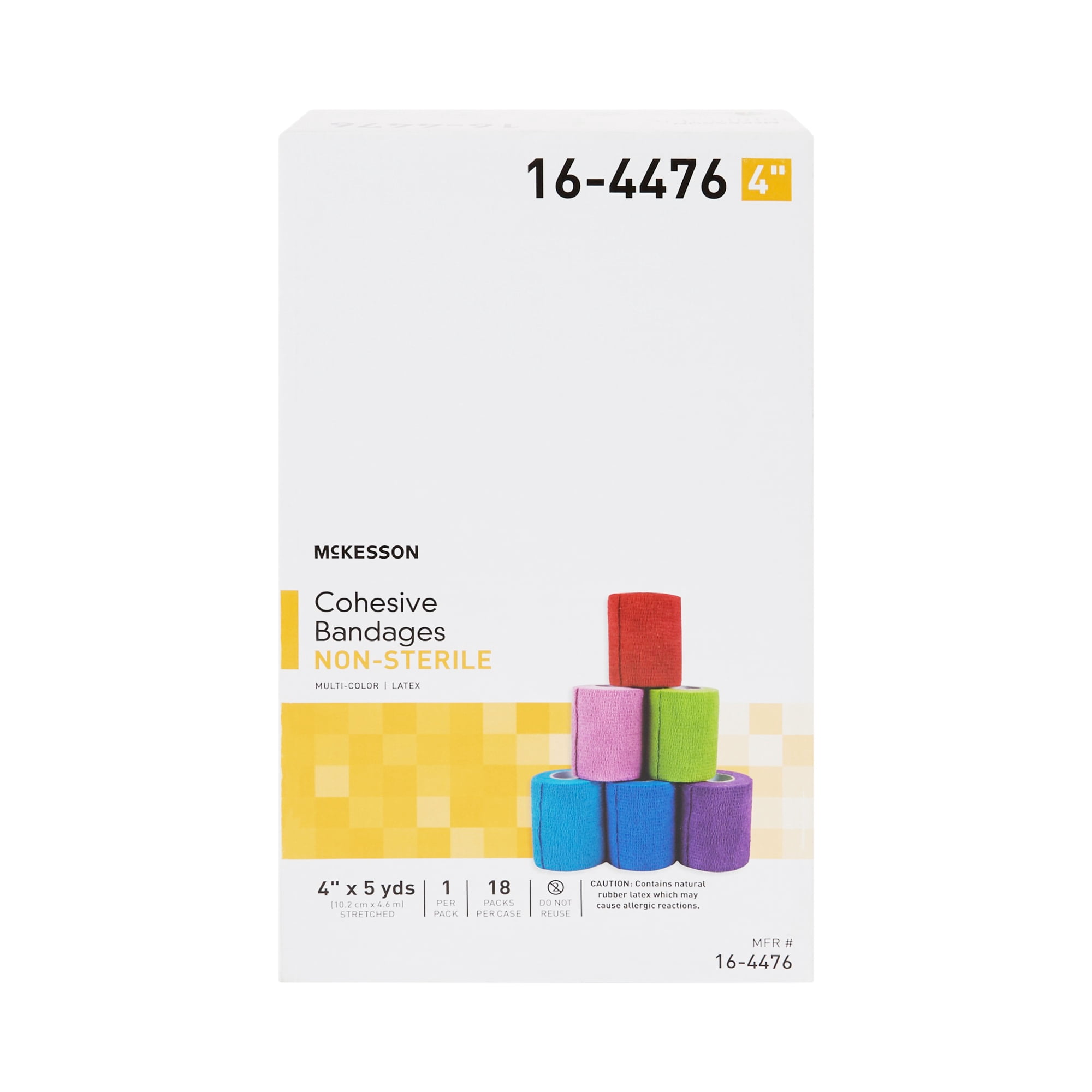 McKesson Cohesive Bandages, Self-Adherent Compression Wrap, 4 in x 5 yd, 1 Count, 18 Packs, 18 Total