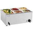 thumbnail image 2 of VEVOR 24QT Commercial Food Warmer, 5-Pan Electric Steam Table, 1200W Professional Countertop Stainless Steel Buffet Bain Marie with 86-185°F Temp Control for Catering, Buffet, Parties, Restaurants, 2 of 9