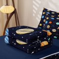 thumbnail image 6 of Manfei Cartoon Planets Zipper Queen Comforter Set with Fitted Sheet and 2 Pillowcases,Sprinkle Print Zipper Bedding Set,Dark Blue,Navy Blue Reversible,4pcs, 6 of 8