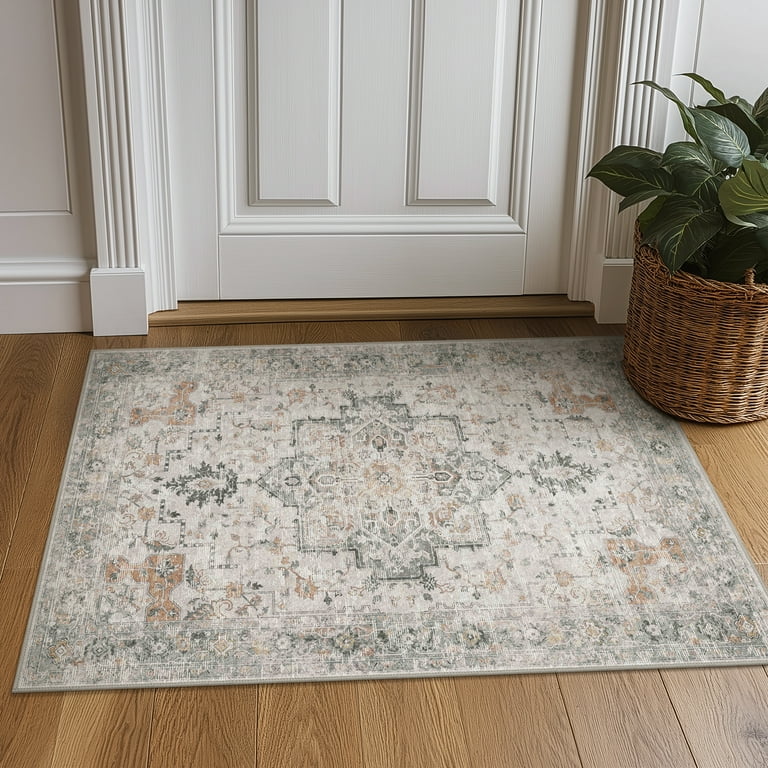 KUETH Modern Area Rug 2x3 Light Taupe Brown Low Pile