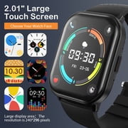 AUOSHI Smart Watch Fits for Android & Iphone (Bluetooth Answer/Make Calls), 2.01 inch IP68 Waterproof Tracking Fitness, Sleep Monitor/Pedometer/Calories,Multiple Sports Modes,Black