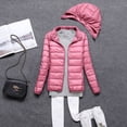 thumbnail image 4 of HANXIULIN Women's Winter Thin and Light Down Coat Casual Down Coat Slim Quilted Jacket With Detachable Hat Hot Pink M, 4 of 6