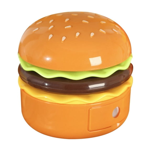 Qocolhg LED Rechargeable Hamburger Desk Lamp, Creative Children's Toy Light with Pencil Sharpener, Warm White Eye Protection Bedside Lamp, Work and Study Desktop Decorative Lamp
