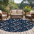 thumbnail image 5 of Summer Ocean Round Living Room Rugs 6 ft, Seahorse Shell Starfish Black Background Washable Area Rug with Non-Slip Sturdy Edge Binding Round Carpet for Kitchen Office Bedroom, 5 of 9