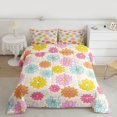 thumbnail image 2 of Homewish Colorful Groovy Floral Queen Comforter Set for Teens, Rustic Farmhouse Bedding Sets, Yellow Cartoon Theme Reversible Bedding Comforter Set, Microfiber Bedroom Decor, 3pcs, 2 of 8