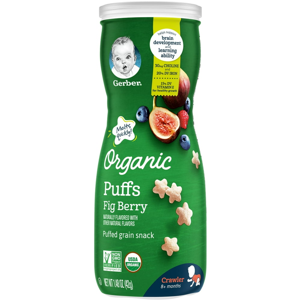 Gerber Organic Puffs Fig Berry Cereal Snacks, 1.48 Oz