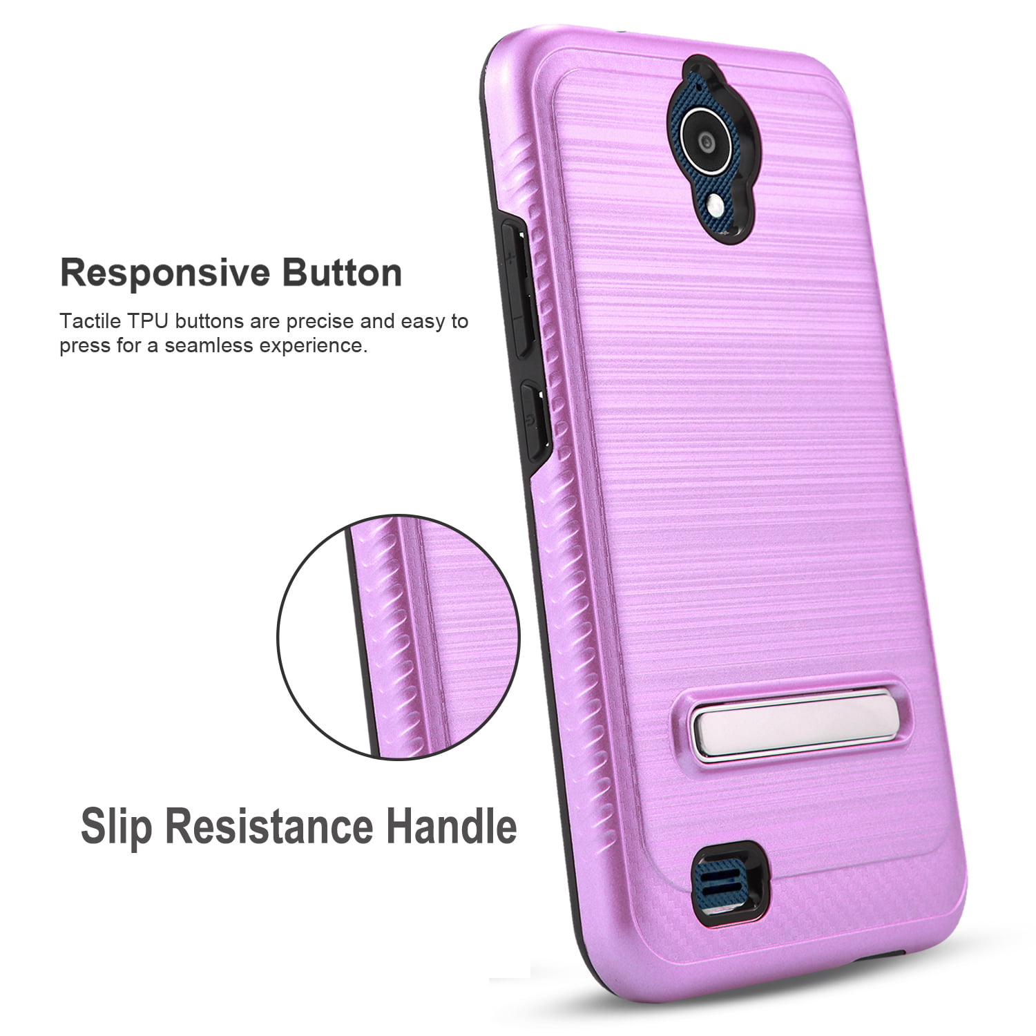 AT&T Axia QS5509A Case, 2-Piece Style Hybrid Shockproof Hard Case Kickstand  Cover with [ Tempered Glass Screen Protector] And Circlemalls Stylus Pen 