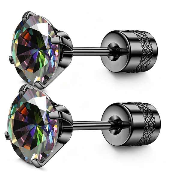 DESIGNICE Hypoallergenic G23 Implant Grade Titanium Screw Back Earrings 20G Pure Titanium Post for Sensitive Ears 5A Cubic Zirconia Titanium Earring Studs for Women Men Double Side Earrings