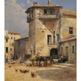 thumbnail image 2 of Mariano Barbasán 15x16 Black Ornate Wood Framed Double Matted Museum Art Print Titled - Anticoli Corrado Square (1922), 2 of 5