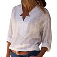 thumbnail image 2 of HAiming Plus Size Tops for Women Trendy V Neck Long Sleeve Solid Color Blouse Summer Casual Loose Pullover Tunic Tops, 2 of 5