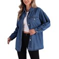 thumbnail image 5 of INSPIRE CHIC Women's Lapel Button Down Long Sleeve Casual Denim Jacket S Blue, 5 of 6