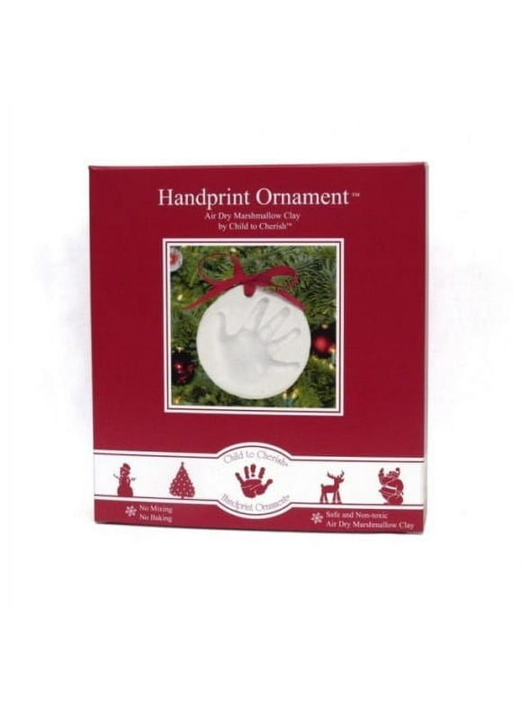 Child to Cherish Marshmallow Clay Baby Handprint or Footprint First Christmas Ornament Kit