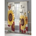 thumbnail image 4 of Sheer Curtains 84 Inches Long 2 Panels, Farm Sunflower Butterfly Watercolor Rod Pocket Curtain Voile Draperies, Blossom Floral Vintage Stamp Light Filtering Window Treatment for Living Room, 4 of 8