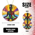 thumbnail image 2 of Funny Christmas Ornament,Black Woman Meditating In Lotus Position,Xmas Round Ceramic Pendant, 2 of 6