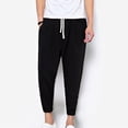 thumbnail image 6 of Men's Classic-FIT Lantern Pants Linen Pants Fashionable Harlen Pants Leggings Spring/Summer Pants for Men Black XL, 6 of 7