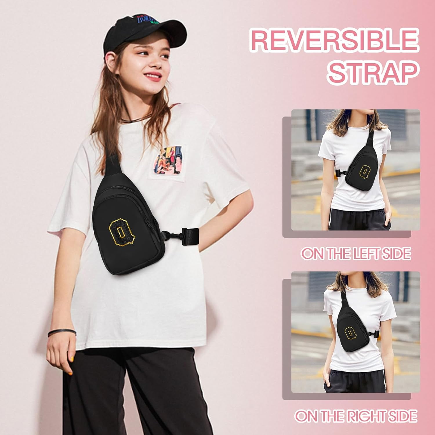 Small Initial Sling Bag for Girls & Women - Cute Crossbody Fanny Pack Birthday Gifts for 7 8 9 10 11 12 13 Year Old Girls