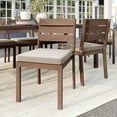 thumbnail image 3 of Martha Stewart Set of 2 Indoor-Outdoor Stackable Patio Dining Chairs with Brown Brushed Woodgrain Aluminum Finish and Cream All-Weather Seat Cushions, 3 of 11