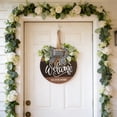 thumbnail image 2 of Wooden Round Bow Welcome Wreath, Welcome Sign For Front Door Wreath, for Spring Summer Indoor And Outdoor Home Decorations, 2 of 6