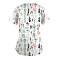 thumbnail image 5 of Junboys Scrubs for Women Short Sleeve - Plus Size V-Neck Animal Print Top, Womens Scrub Tops with Pockets, Cozy Fit Scrubs for Curvy,White L, 5 of 7