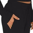 thumbnail image 5 of FUNUONY Women's 2 Piece Sets Fall Outfits Long Sleeve Wide Leg Tracksuits Casual Lounge Set Matching Sets Two Piece Sets Long Sleeve Crop Tops Matching Sets Travel Outfits Black L, 5 of 6