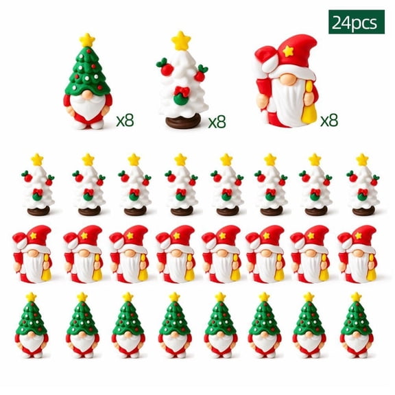IFRINID Mini Christmas Resin Figurines, 24 pcs 1.26 in Assorted Holiday Miniatures for Fairy Gardens and DIY Winter Crafts