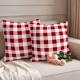 thumbnail image 2 of Red Farmhouse Outdoor Waterproof Pillow Covers, Gradient Buffalo Plaid Lattice Grid Decorative Square Throw Pillowcase Sofa Cushion Sham for Patio/Couch/Chair, 26"x26" 2 Pack, 2 of 8
