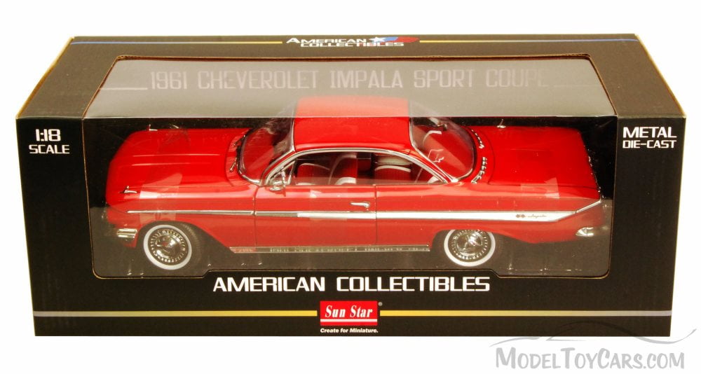 1961 Chevy Impala, Red - Sun Star 2100 - 1/18 Scale Diecast Model Toy Car