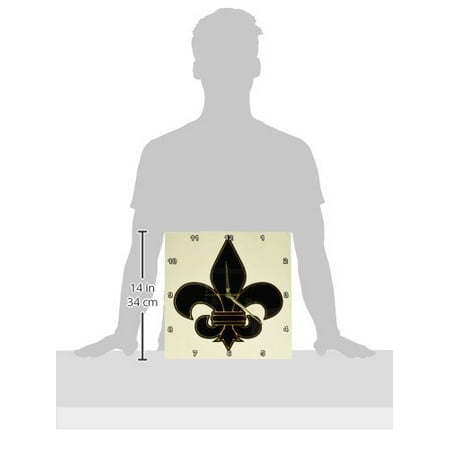 - 3dRose Large Black and Gold Fleur de lis Christian Saints Symbol, Wall Clock, 13 by 13-inch