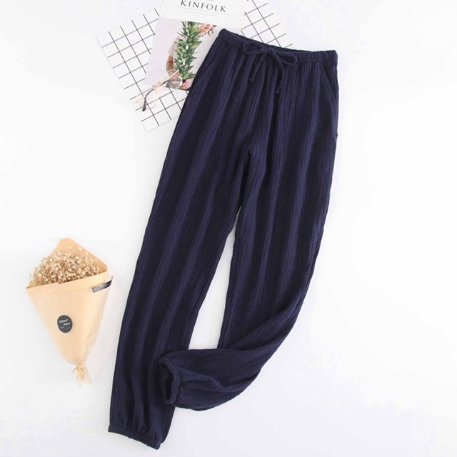 Pantalones holgados de algodón de verano para hombres y mujeres, pantalones de pijama de crepé de algodón, pantalones holgados antimosquitos para parejas, pantalones con aire acondicionado