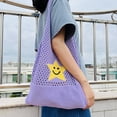 thumbnail image 4 of Bolsa coreano para mujer, de hombro de punto, de playa de malla hueca (púrpura) Ehuebsd Para Estrenar, 4 of 6