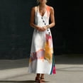 thumbnail image 5 of Zedker Floral Women's Maxi Dresses Sleeveless V Neck Long Dress Beach Sundresses Swing Dress Multicolor M, 5 of 7