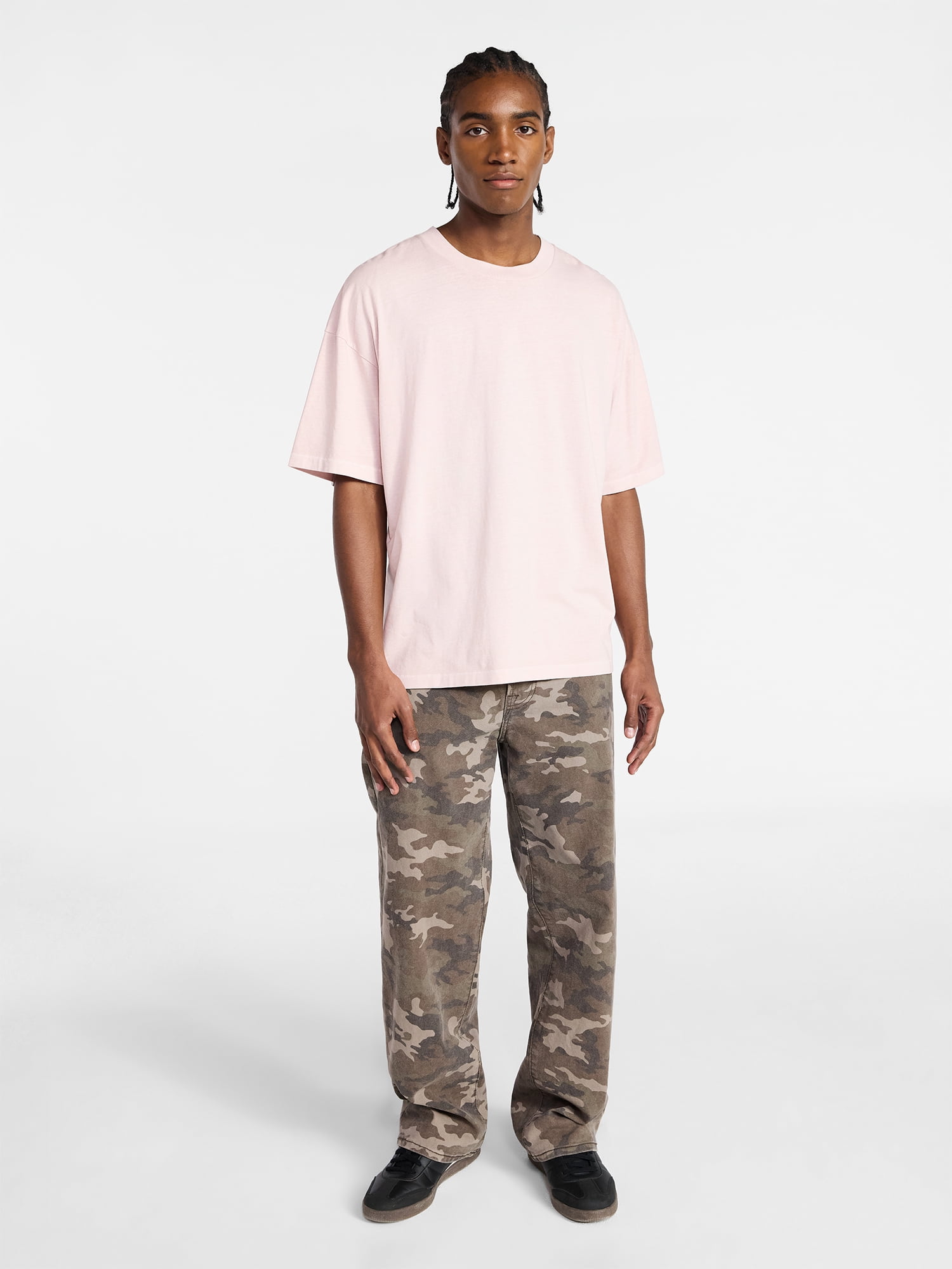 No Boundaries Men's Oversized Boxy Tee with Short Sleeves, XS-4XLT