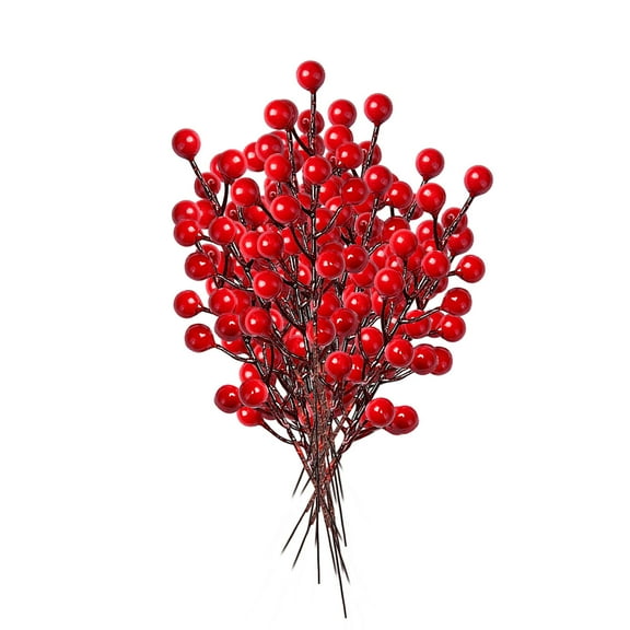 24Pcs Fake Red Berries Decoration Artificial Fruit Cherry for Xmas Display