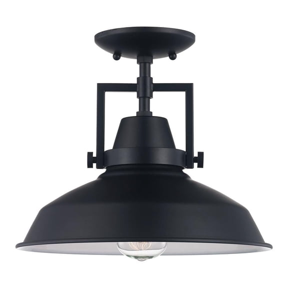 12 In. Monteaux 1-Light Black Semi- Flush Mount