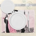thumbnail image 3 of Ambesonne Teen Room Place Mats Set of 4, Woman Eiffel Tower, Standard Size, Pale Pink and Black, 3 of 6