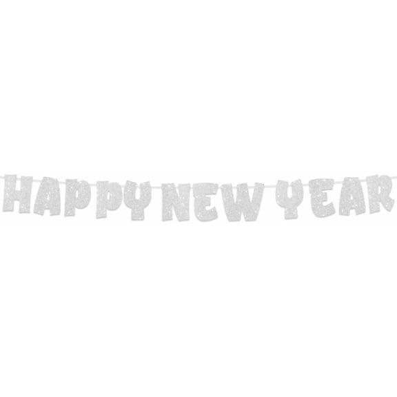 Happy New Year 2024 Banner Backdrop Background Photo Booth Props Flag Photography Glitter Silver Theme Decor for Winter Lunar New Year Countdown Home office Party Favors Supplies Decorations
