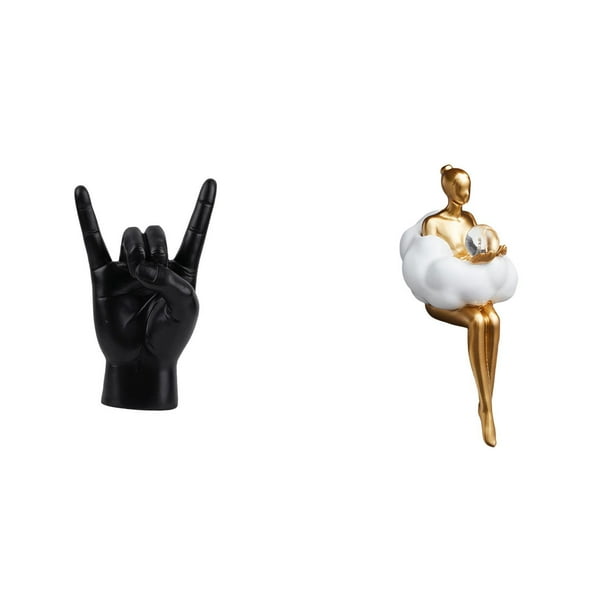 Estatua del gesto de la roca,Estatuas y figuras de dedos con gestos de música rock,Esculturas de resina con estantes modernos y creativos,Figura de estatua de arte,Estatua de arte Decoración