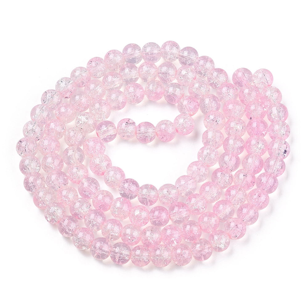 Transparent Baking Painted Glass Beads Strands Imitation Opalite Round Pink 6x5mm Hole: 1.2mm about 147pcs/strand 31.10 inch(79cm)