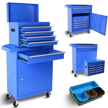 M optimized 5-Drawer Rolling Tool Chest with Drawers Wheels Adjustable Shelves Tool Storage Cabinet Organizer for Workshop Garage