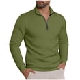 thumbnail image 2 of Chiccall Mens Fleece Sweatshirts Quarter Zip Casual Mock Neck Sweatshirt Fashion Solid Pullover Tops, 2 of 3