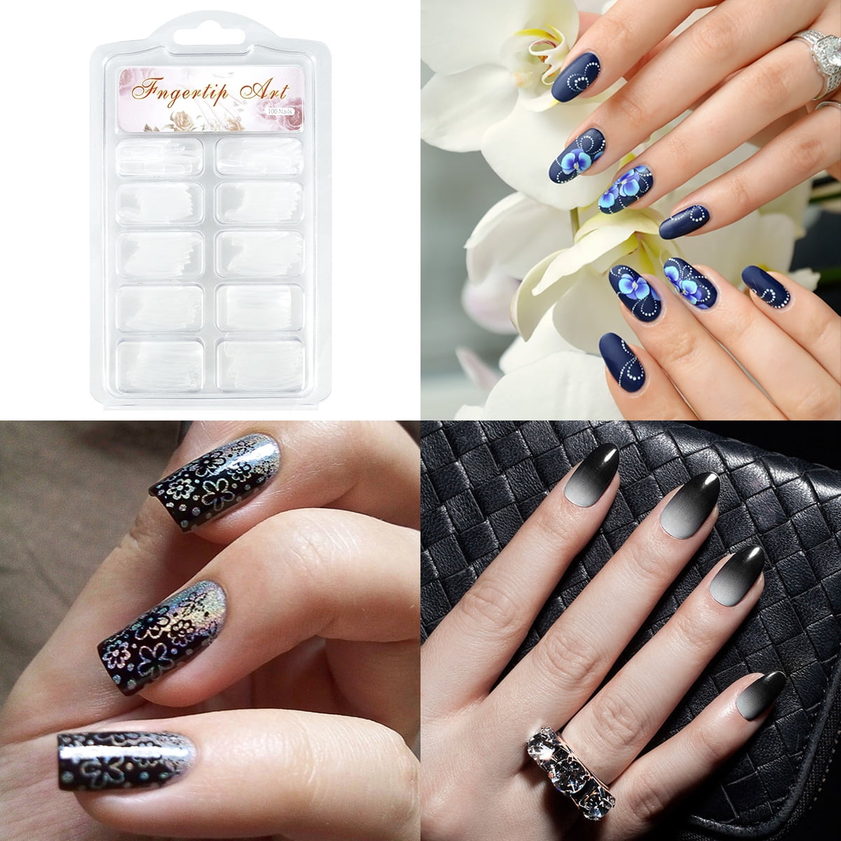 transparency nail art designs | coffin | ideas | summer 2017 | glass art |  simple | easy | Clear acrylic nails, Glass nails, Long nail designs