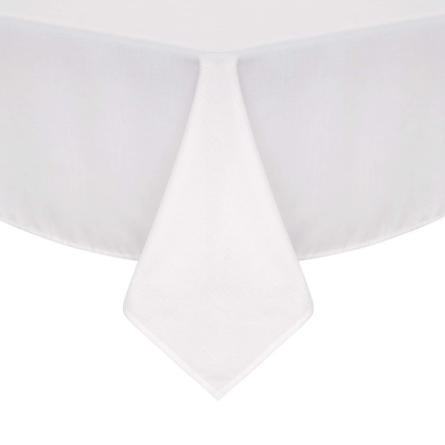 Deconovo Mantel resistente al agua, blanco, 137 cm de ancho x 137 cm de largo, cuadrado, de lino sintético, para comedor (1 pieza)